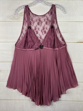 Seductive Wear Cinema Etoile Slip Dress 1X Pink Mauve Babydoll Lingerie Lace